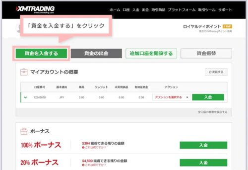 資金の入金